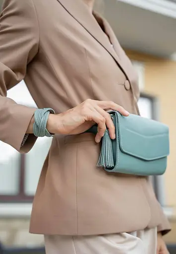 Шкіряна жіноча сумка Еліс бірюзова - фото 8