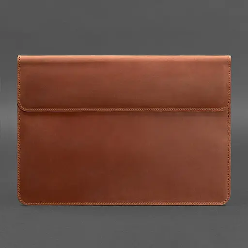 Кожаный чехол-конверт BlankNote на магнитах для MacBook 13 Светло-коричневый Crazy Horse - фото 4