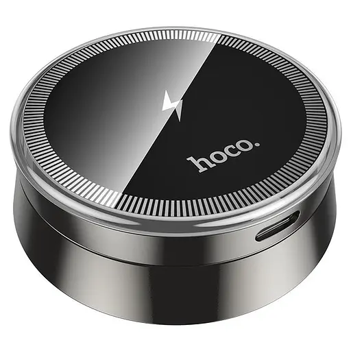 Холдер Hoco HW33 Metal ring magnetic wireless fast charging car holdercenter console Чорний - фото 3