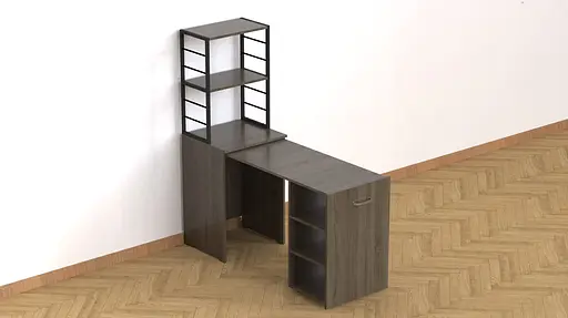 Стол-тумба трансформер Смарт 4/1 с этажеркой Ferrum-decor 1430x1450x500 Черный металл ДСП Дуб Сонома Трюфель 16 мм (FRD-105127) - фото 4