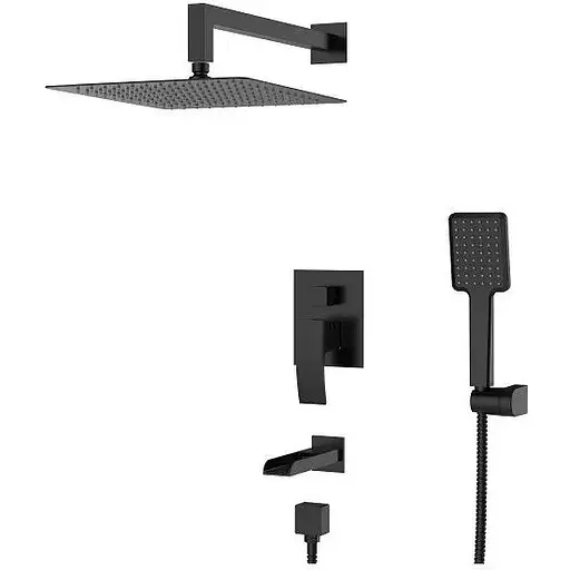 Душова система прихованого монтажу Koer Водоспад KB-68007-05 KR3467, Чорний матовий - фото 1
