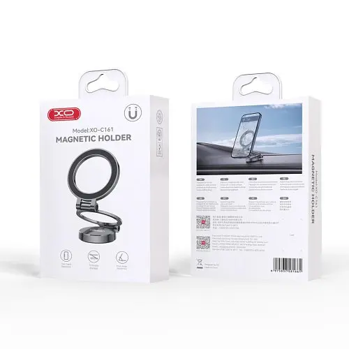 Автодержатель XO C161 Apple magsafe magnetic tri-fold phone holder with magnet ring черный - фото 7