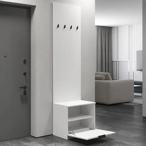 Вішалка для передпокою VAYS підлогова з тумбою для взуття M-43 бетон - фото 2