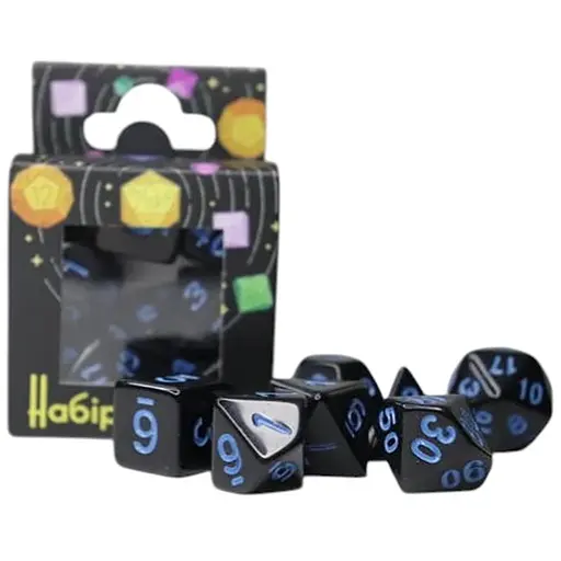 Набір кубиків Opaque 7 Dice Set - Black (w-blue) , 7 шт. (g7dopaq12) - фото 1