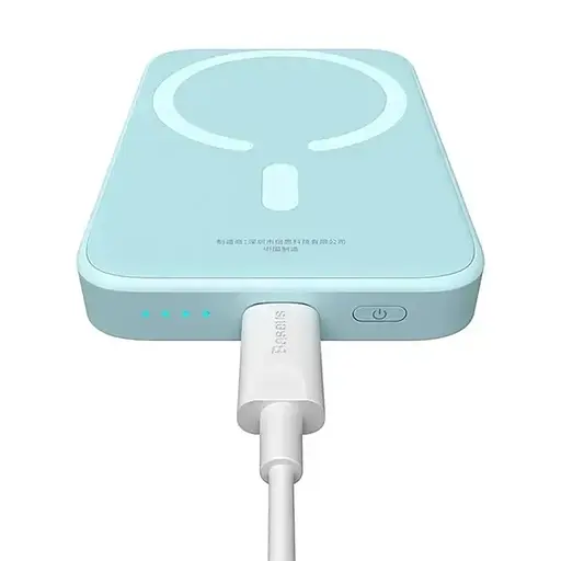 Магнитный портативный павербанк с беспроводной зарядкой Baseus Magnetic 20 W 6000 mAh для iPhone синий - фото 2