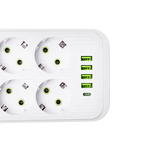 Сетевой фильтр-удлинитель Yiwu HP-5-25 SMART F06OU на 6 розеток 5 USB 5 метров белый - фото 6