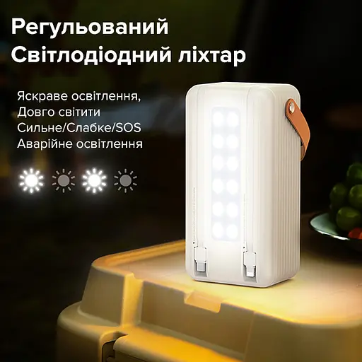 Павербанк Remax Lesu II Series RPP-565 / 60000мАг / до 22,5 Вт / USB-C+USB-A+Lightning / PD+QC / із вбудованими кабелями / Сірий - фото 5