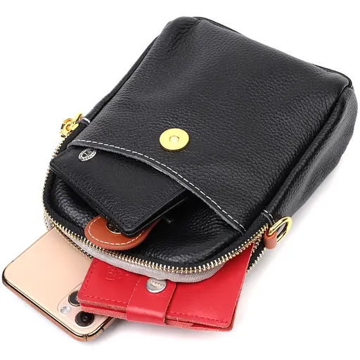 Сумка трапеция для женщин Vintage из натуральной кожи 14.5х18х5.5 см sum0029046 - фото 7