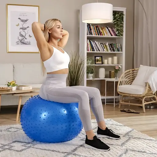 Фитбол массажный Hop-Sport 65см голубой + насос - фото 5