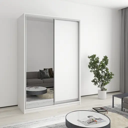 Шафа-купе дводверна MebelStar Стандарт AL ДСП/Дзеркало 140x60x210 см Аляска білий (MBS-2409)