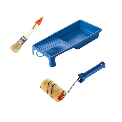 Валик "Премиум" 100х30 мм с ручкой, ванночка и кисточка "Стандарт" Polax (770-257) - фото 1