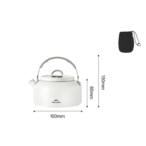 Чайник з керамічним антипригарним покриттям Naturehike CNK2450CF013 0.8л алюміній (Білий) - фото 5