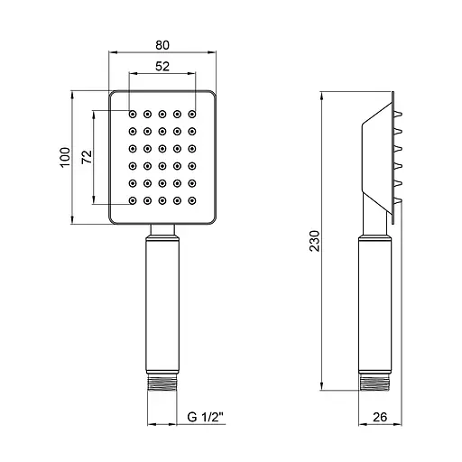 Ручний душ Kroner KRP Edelstahl Kubus - ESG700, Никель - фото 2