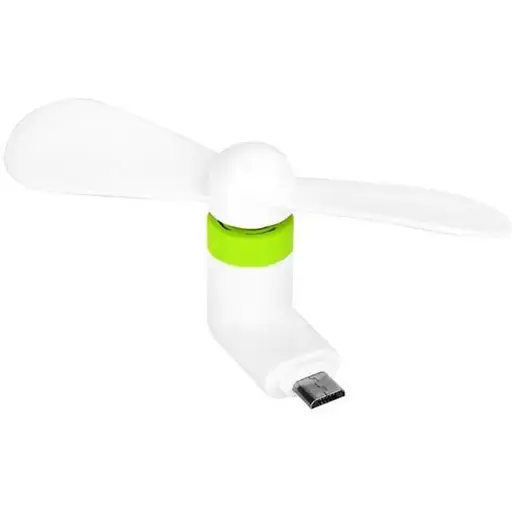 Вентилятор мобильный MicroUSB бело-зеленый - фото 1