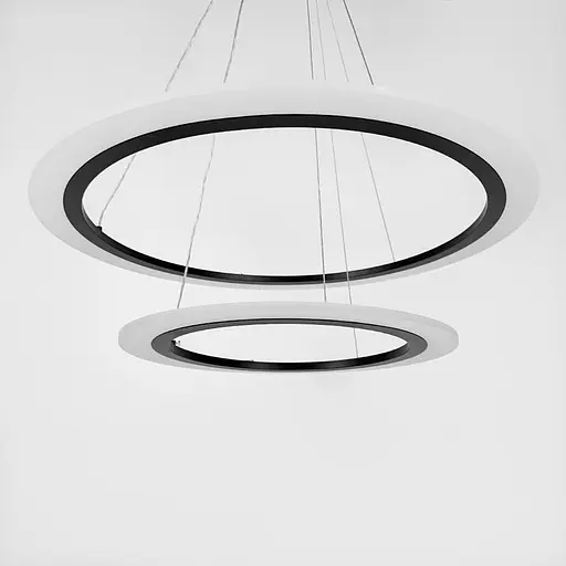 Современная черная люстра подвесная с двумя кольцами Ø 60+40 см | Ст. MJ305-600+400 BK | Line F - фото 6