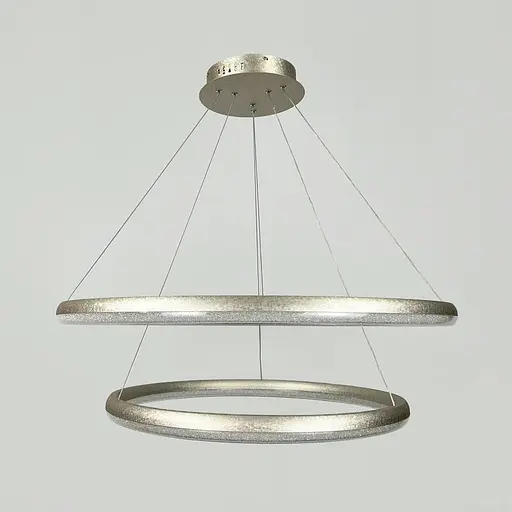 LED люстра підвісна в подвійному кільцевому корпусі Ø 65+83 см | Line F | Арт. MJ342-800+600 Ice Flower Silver - фото 1