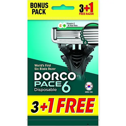 Бритвы одноразовые Dorco Pace6, 6 лезвий 4 шт.