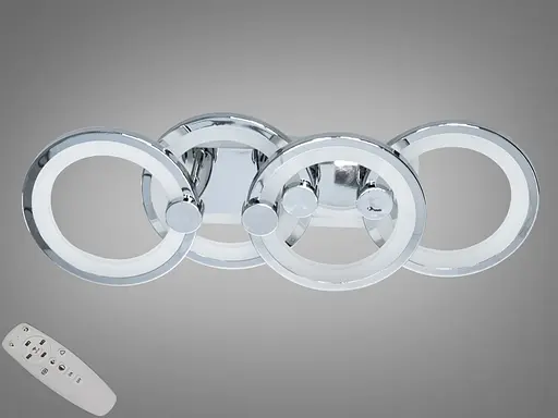 Сучасна стельова LED люстра з пультом, підсвічуванням, 65 Вт, хром - фото 1