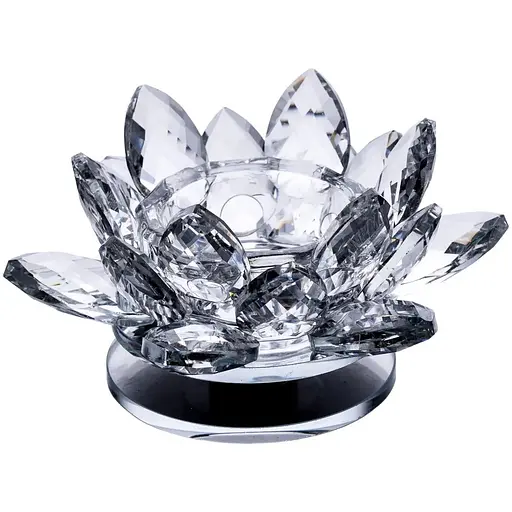 Подсвечник HP-4-90 крутящийся лотос стеклянный на одну свечу 11 x 11 x 6 см Прозрачный - фото 1