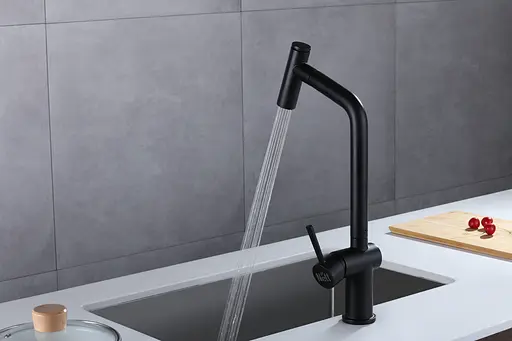 Cмеситель для кухни с выдвижным изливом черный Nett FBB-44 Черный - фото 5