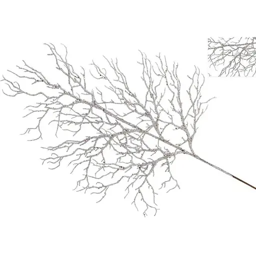 Ветка декоративная 72 см Искусственные материалы для декора и флористики Серебряный - фото 1