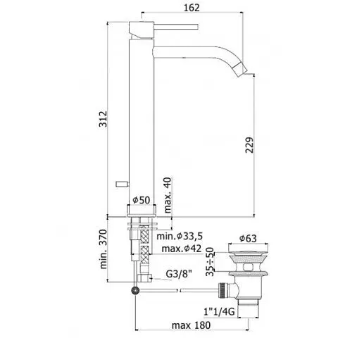 Змішувач для умивальника Paffoni Light LIG 085 NO, Чорний матовий - фото 3