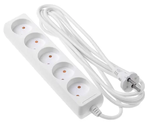 Мережевий фільтр 5 розетки, 3 м, белий (2E-U05M3) - фото 1