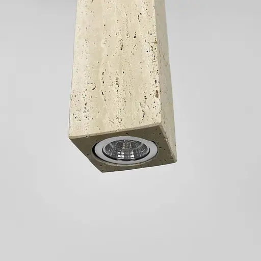 Світильник із підвісним травертиновим корпусом дерев'яною фурнітурою 6.5х6.5х28 см Line F ST003-65 x 230 - фото 4