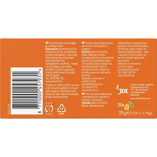 Чай фруктово-травяной Pickwick Fruit fusion Mango&Orange с кусками манго и цедрой апельсина 35 г (20 шт. по 1.75 г) - фото 5