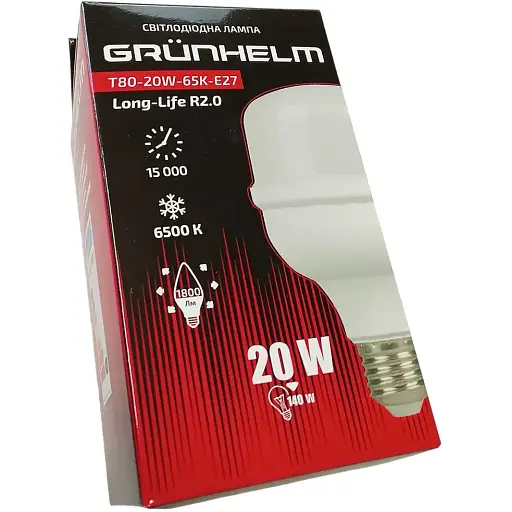 Лампочка Grunhelm LED T80-20W-65K-E27 (149251) - фото 3