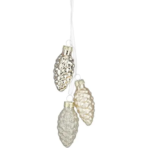 Украшение декоративное Mica Decorations Шишки шампань 3 шт. (1179372)