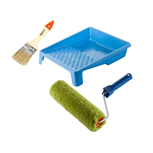 Валик "Сінтекс" 250х58 мм з ручкою, ванночка та пензлик "Стандарт" Polax (770-251) - фото 1