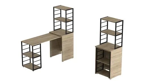 Стіл-тумба трансформер Смарт 3/2 з етажеркою Ferrum-decor 1430x1450x600 Чорний метал ДСП Дуб Сонома 16 мм (FRD-105119) - фото 8