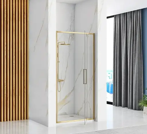 Душевые двери Rea Rapid Swing 90 brushed gold REA-K2502, прозрачный, золотой - фото 3