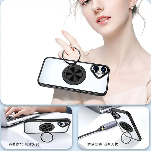 Чехол Epik TPU+PC Metal Ring with MagSafe для Apple iPhone 16, 6.1 Черный - фото 5