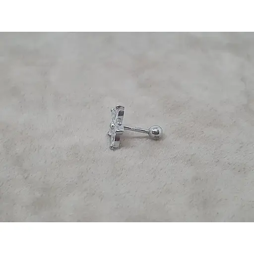 Срібна сережка для пірсингу хеліксу Ірій з фіанітами. 40103ШТ - фото 2