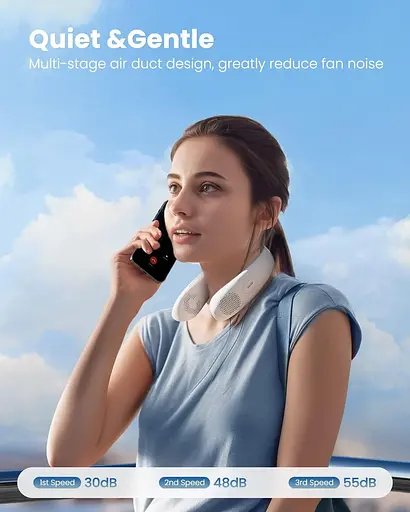 Шейный вентилятор Gaiatop светодиодный дисплей 360° USB - фото 3