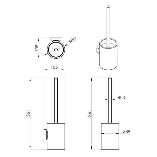 Ершик для унитаза Volle Ronda de la noche 2535.050204, Черный матовый - фото 2