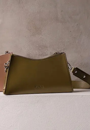 Женская кожаная сумка Sally оливковая - фото 3