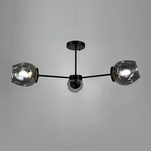 Сучасна стельова люстра в чорному корпусі на 3 плафони Line.F 91069/3 BK - фото 4