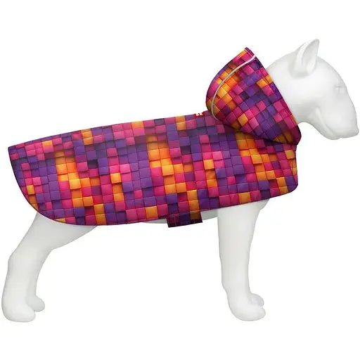 Дощовик-накидка з капюшоном для собак Waudog Clothes, малюнок "Куби 3Д", XS, А 26-29 см, B 32-41 см, С 21-26 см