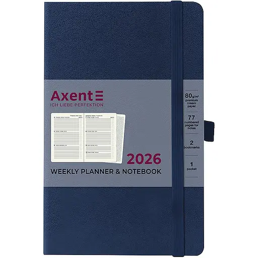 Еженедельник Axent 2026 Partner Strong 125 x 195 мм синий (8505-26-02-A) - фото 2