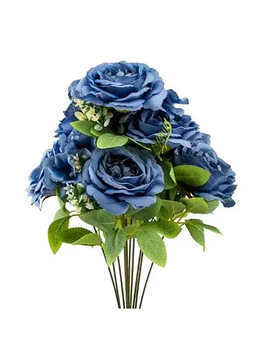 Букет “Квітковий коктейль” (7 бутонів троянд, 4 гортензії), синій, 51 см (9207-014) Elisey  
