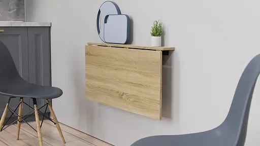 Обідній стіл-трансформер Ніка стіновий Ferrum-decor 420x900x500 Чорний метал ДСП Дуб Сонома 16 мм (FRD-105167) - фото 8