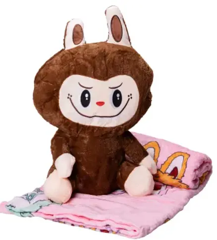 Детский набор Игрушка плед Лабуба коричневый, мягкая игрушка с пледом для детей - фото 1