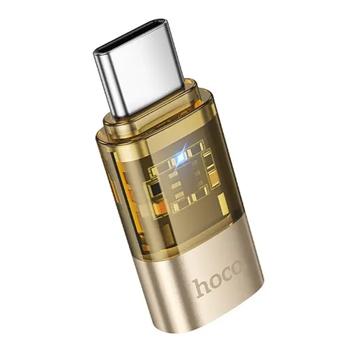 Адаптер перехідник Hoco UA36D Type-C to Lightning золотистий - фото 3
