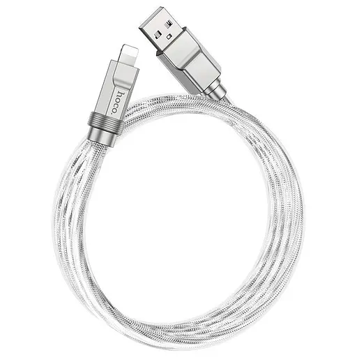 Кабель Hoco Lightning Solid silicone charging data cable U113, 1.2 м silver