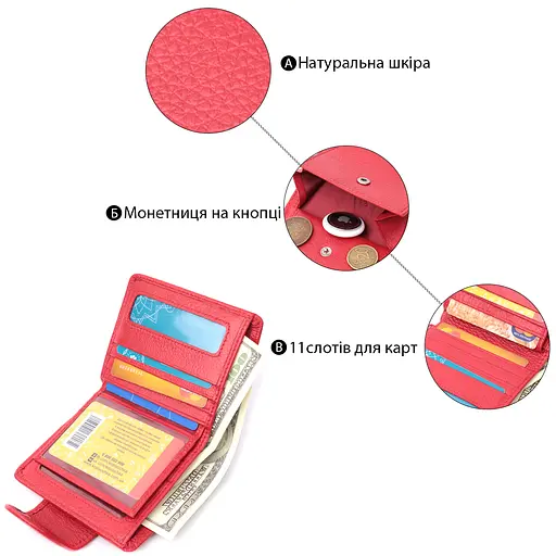 Кожаный женский кошелек ST Leather 10х11х2 см acs0029416 - фото 4