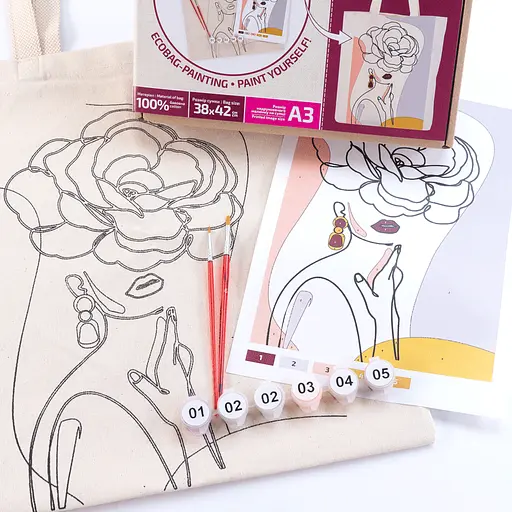 Набір екосумка-розмальовка „Floral Girl“ А3 бавовна 220 г/м2 38х42см ROSA Talent [CD] - фото 6