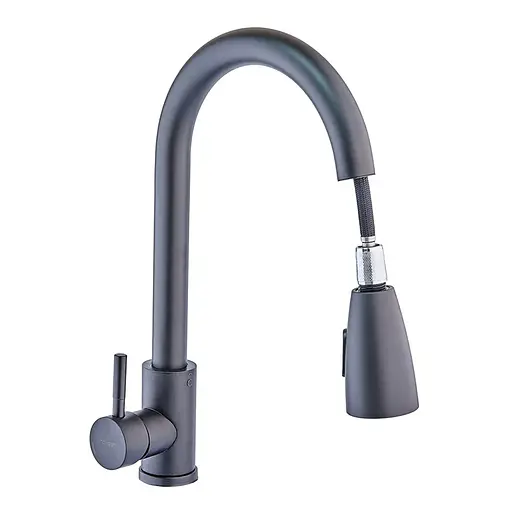 Смеситель для кухни с выдвижным изливом Champion Neo-014 Black CH0315 Черный матовый - фото 1